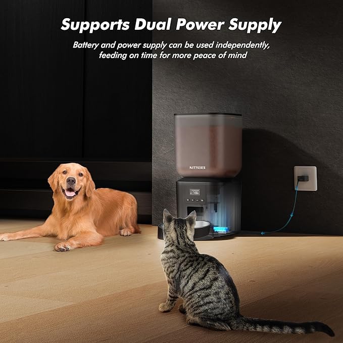 Automatic Dog Feeder - 8L/34 Cups Large Capacity Automatic Cat Food Dispenser with LCD Screen, Large Food Tray, Battery Operated, Timed Cat Feeder, Up to 50 Portions 6 Meals Per Day, Keeps Fresh-PawvioPets