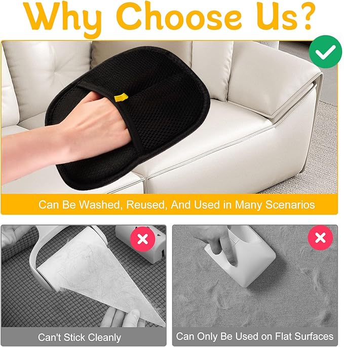 2 Pcs Pet Hair Removal Glove for Cats & Dogs, Pet Hair Remover Brushing Gloves, Reusable Pet Hair Remover Glove, Double-Sided for Couch, Clothing, Carpet, Car Seat-PawvioPets