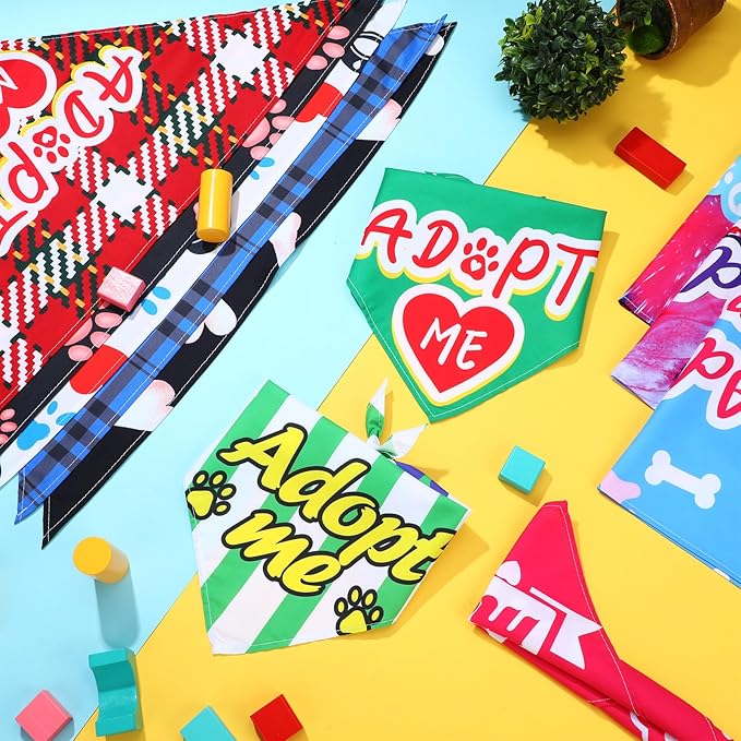 30 Pcs Dog Bandanas Bulk Pet Bibs Colorful Triangle Scarf Pet Bandanas for Medium Large Dogs Spring Summer Birthday Costume Decoration (Adopt Me)-PawvioPets