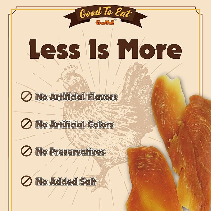 Gootoe Chicken Breast Jerky Dog Treats 1 lb, All Natural, Grain-Free, High-Protein, Low Fat, Healthy & Easily Digestible-PawvioPets