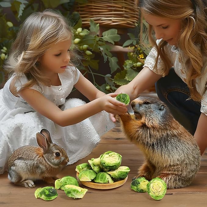 Abizoo Freeze Dried Brussels Sprouts Rabbit and Hamster Chew Treats Resealable Jar for Hamsters Bunny Guinea Pigs Groundhogs Natural Fiber Vitamin Snacks-PawvioPets