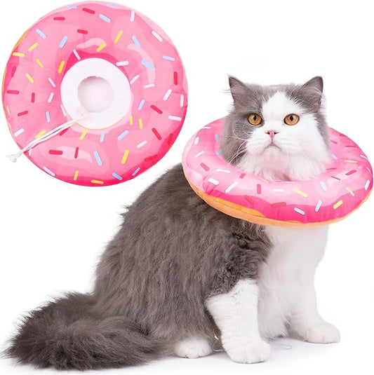 Cat Cone Collar Soft, Cat Recovery Collar for Wound Healing Cute Donut Adjustable Kittens Cones to Stop Licking Comfortable Lightweight Neck Elizabethan Collars for Cats Kittens After Surgery-PawvioPets