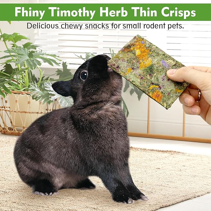 Fhiny 24 PCS Rabbit Timothy Hay Chips Toys, Natural Bunny Molar Treats with Herbal Flowers Rabbit Chew Toys for Teeth Small Animal Snacks for Rats Chinchillas Guinea Pigs Hamsters-PawvioPets