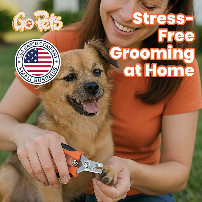 GoPets Nail Clipper for Small to Medium Pets, Quick Sensor Safety Guard, Heavy Duty Trimmer for Thick Nails, Stainless Steel Blades, Grooming Tool for Dogs & Cats, Non-Slip Handle, Built-in Nail File-PawvioPets