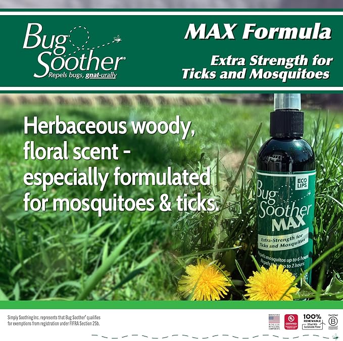 Bug Soother Max - Extra Strength Natural Gnat, Tick, and Mosquito Repellent, 4 fl oz Bug Spray Deterrent - DEET-Free - Safe for Adults & The Environment - Made in USA-PawvioPets