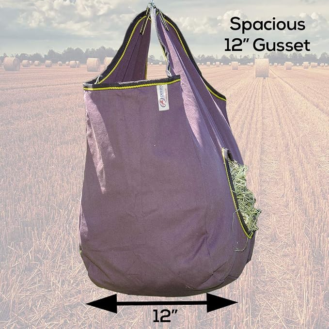 Derby Originals Large 24 OZ Canvas Horse Hay Bag 2 Sided Combo Design X Wide Gusset and 6 Month Warranty-PawvioPets