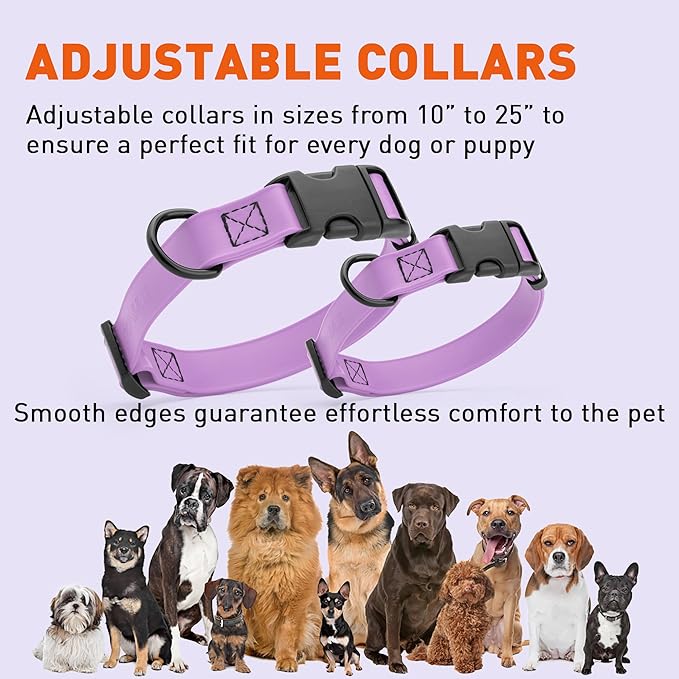 Dogline Biothane Waterproof Dog Collar with Quick Release Buckle Strong Coated Nylon Webbing with Odor- Proof for Easy Care Easy to Clean Fits Small Medium Large Dogs, Amethyst Purple 1" W 15-23" L-PawvioPets