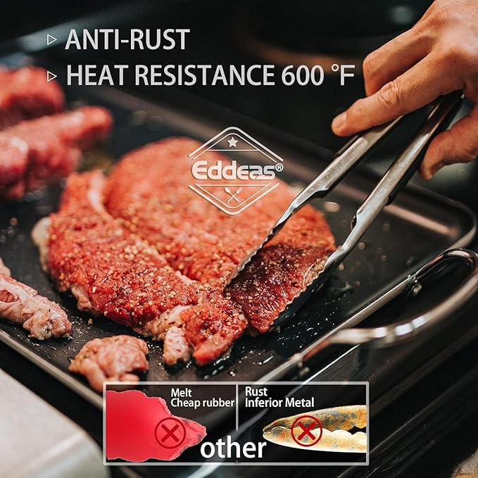 4 Pack Tongs For Cooking, Heat Resistant 600 Degrees 9",12" Stainless Steel Locking Metal Tong & 9",12" Kitchen Tongs with Silicone Tips, Non-Slip Food Silicone Tong, Heavy Duty, Non-Stick-PawvioPets