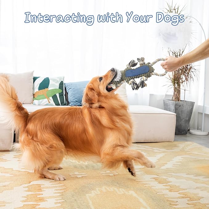 Funny Plush Dog Chew Toys, Squeaky Dog Toys, Interactive Tug of War Puppy Toys, Stuffed Dog Toys for Small, Medium and Large Dogs - Monkey-PawvioPets