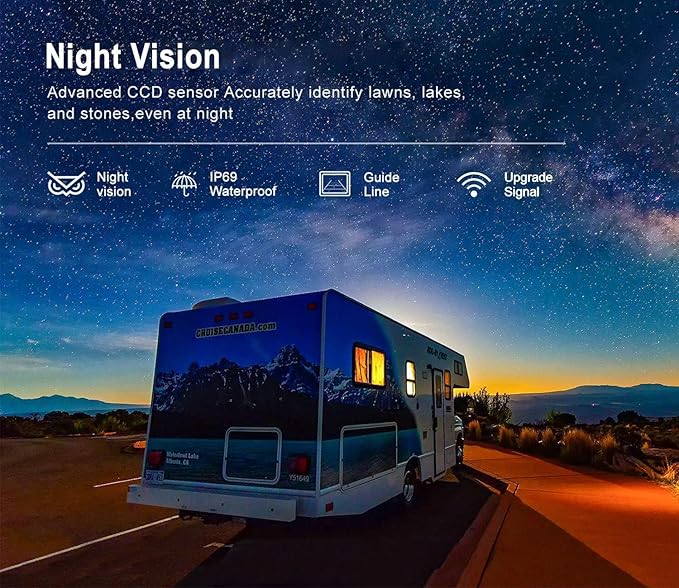 1080P FHD Digital Wireless Backup Camera System Kit for RV/Truck/Trailer/Van/Bus,Night Vision,7inch HD LCD Monitor,IP69 Waterproof Rear View Camera No Interference Record-HW02-M-PawvioPets