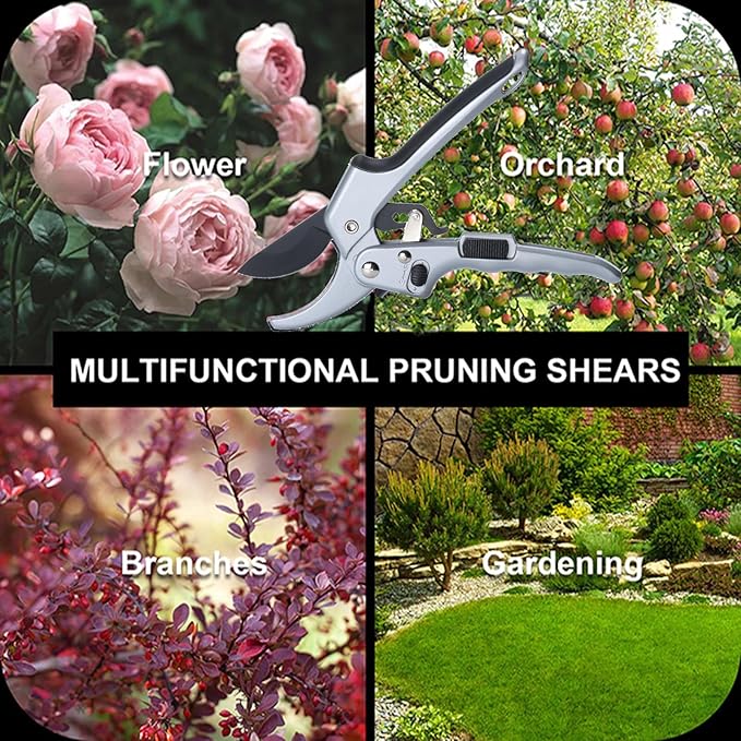 Garden clippers, premium Germany pruners, Work 3 times easier, professional ratchet pruning shears, cutting rose, flower, hedge, stem, tree, Sharp gardening scissors, Arthritis weak hand snips-PawvioPets