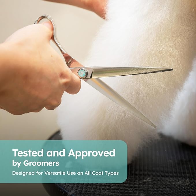 7" Dog Grooming Scissors – Sawtooth Blade, VG10 Stainless Steel for Sharpness, Durability, and Edge Retention, Perfect for Grooming Maltese, Yorkie, Schnauzer-PawvioPets