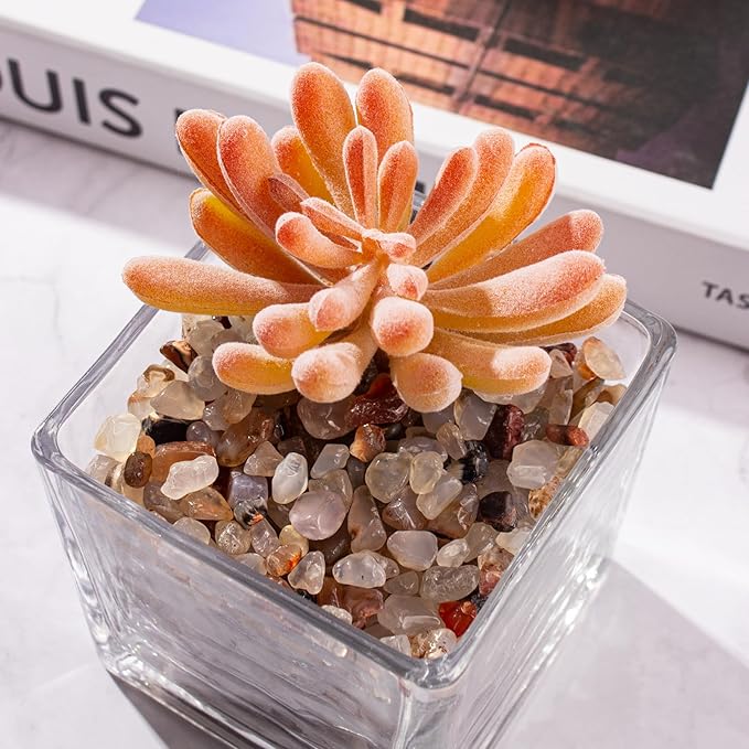 Crystal Chips Polished Crushed Quartz Vase Filler, 0.88 Lb Irregular Shaped Aquarium Gravel Rocks Carnelian Tumbled Gemstones Pebbles for Aquarium, Vase Fillers, Succulent Plants Decor-PawvioPets