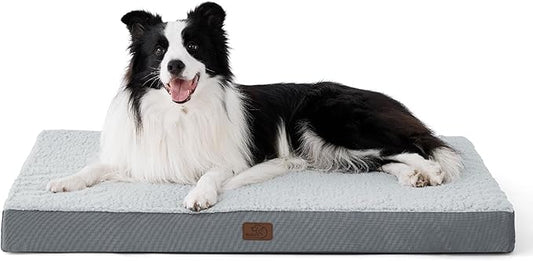 Bedsure Dog Beds Large Sized Dog - Orthopedic Flat Pet Beds with Removable Washable Cover, Egg Crate Foam Puppy Mat, Suitable for Pet Up to 65 lbs-PawvioPets