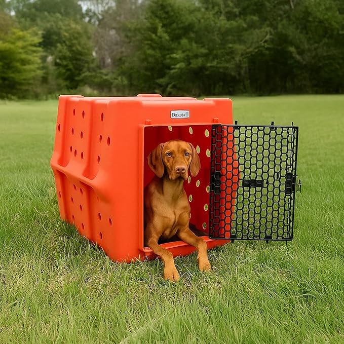 Dakota 283 Crate - Canine Rough and Tough Economy Kennel (Orange, Large)-PawvioPets