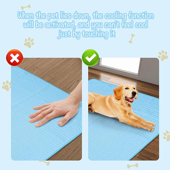 39 Inches× 29 Inches Cooling Mat for Dogs/Cats Immediately Dog Cooling Mat in Summer, Ice Silk Latex Anti-Slip Pet Sleeping Pad Sky Blue Dog Pad Suitable for Car/Indoor/Tourism Use-PawvioPets