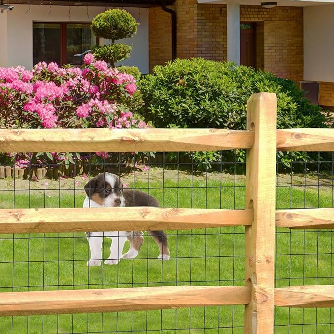 Black PVC Coated Welded Wire Fence 48 Inch x 25 Foot, 2 Inch x 3 Inch 16GA, Garden Border Fencing Roll Vinyl Coating Metal Wire Mesh for Yard Vegetable Plant Protection Poultry Netting-PawvioPets