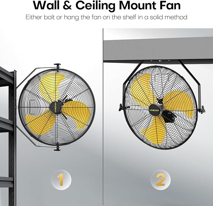 20 Inch Industrial Wall Mount Fan, 5200 CFM Industrial Metal Wall Fans with Poweful Motor, 3 Speed, Heavy Duty Construction Indoor for Warehouse, Workshops, and Garage, UL Listed-PawvioPets