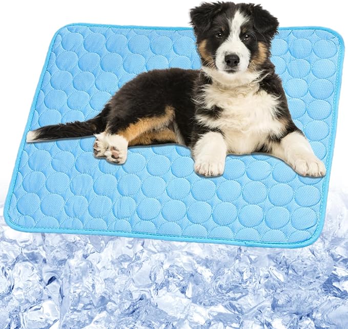 Dog Cooling Mat, 2025 Upgraded Cooling Blanket for Dogs, Washable Cool Mat for Dogs for Summer, Portable Pet Coolings Pad for Dogs & Cats Sleeping (28"x22" L Size)-PawvioPets