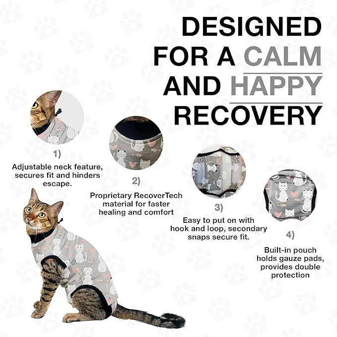 Bellyguard Cat Recovery Suit Female and Male, Comfy Onesie After Surgery, Kitten Clothes for Post-Op Care, Neuter and Spay Healing Outfits for Cats Only – Comfortable Kitten and Adult Cone Alternative-PawvioPets