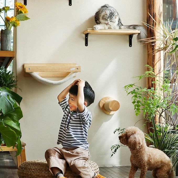 FUKUMARU Cat Wall Furniture, 11.8 Inch Cats Steps for Drywall, Kitten Stairs for Wall Mounted with Jute Scratching Kittens Shelf, 2 of Pack-PawvioPets