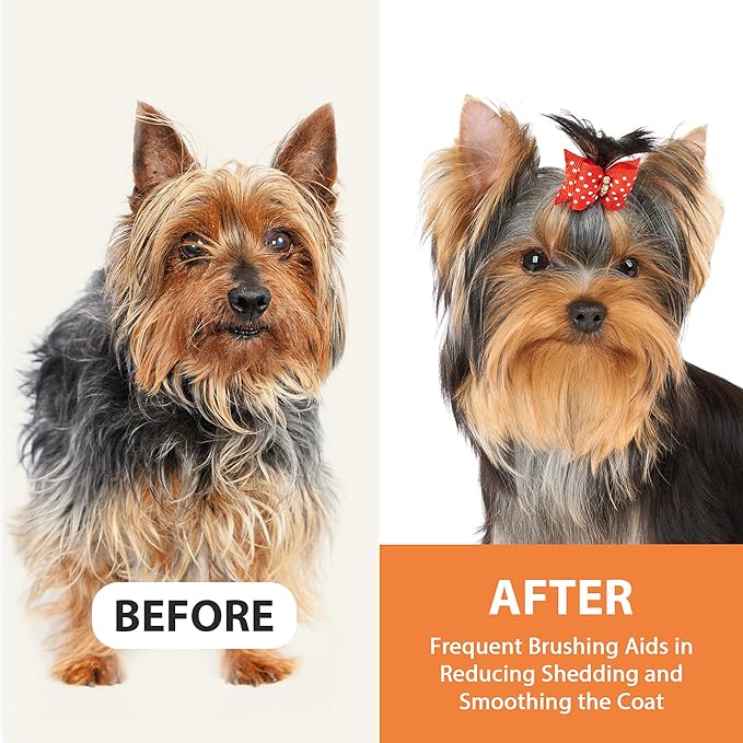 Dog Brush for Long Haired Dogs, 27mm Extra Long Pin Brush for Grooming, Shedding - Beech Wood Material, Non-Slip Rubber Handle, Round-Tipped Pins-PawvioPets