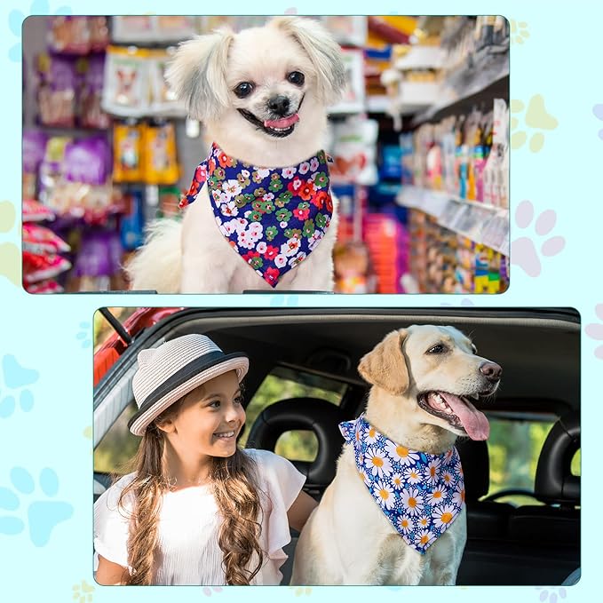 Amylove 120 Pcs Halloween Dog Bandanas Bulk Holiday Triangle Dog Pack Puppy Kerchief Bandana Adjustable Pet Scarf for Pet Cat Costume Accessories Decor(Flower)-PawvioPets