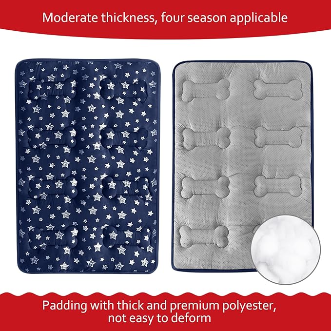 Dog Crate Mat (42" X 28"), Soft Dog Bed Mat with Cute Prints, Personalized Crate Pad, Anti-Slip Bottom, Machine Washable Kennel Pad-PawvioPets