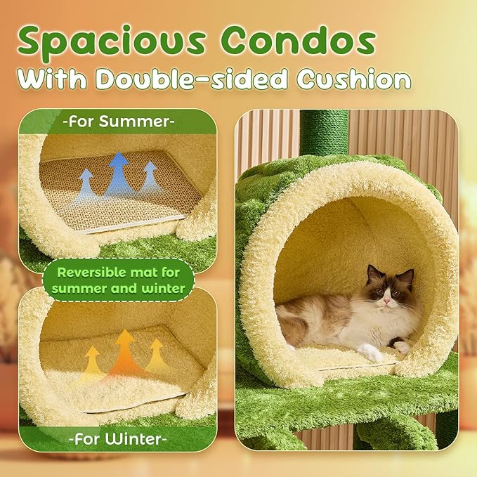 80.3'' Modern Cat Tree, Tall Cat Tower for Indoor Cats Adults, Luxury Climb Tower with Scratching Post, Heavy Duty Cat Condo with Ladder, Toys, Double Sided Mat, Lotus Perch for Multi-Cat Families-PawvioPets