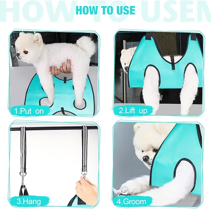 Cat Grooming Hammock - Dog Grooming Harness with Nail Trimming Feature (XS, 15lb), Dog Sling for Nail Clipping-PawvioPets