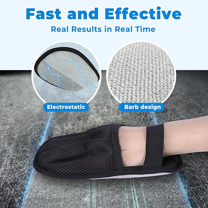 2Pcs Pet Hair Removal Gloves Kit (2 Sizes) for Dogs & Cats, 2025 Newly Upgraded Five-Finger Electrostatic Pet Hair Gloves, Reusable Pet Hair Remover Tools for Clothing, Carpet, Sofa Gaps, Car Seat-PawvioPets