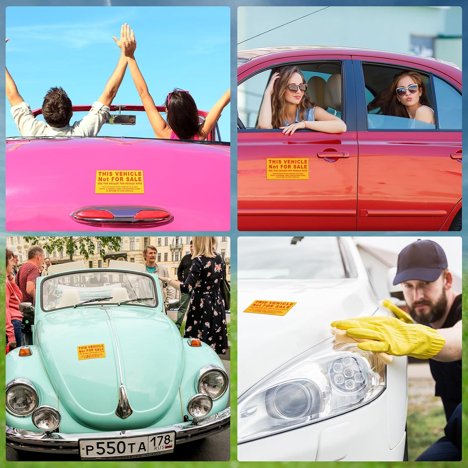 500 Pcs Car Dealership Supplies This Vehicle Not for Sale Stickers Car Dealer Yellow and Red Lettering Decal Adhesive Compliance Sticker for Vehicle Window, 6 x 3 Inches