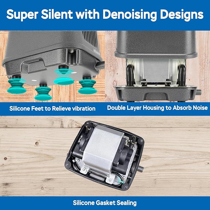 AquaMiracle Linear Air Pump ZP-40/ZP-60/ZP-100/ZP-200 for Pond Aeration, 635/950/1600/4000GPH Septic Air Pump Pond Aerators for Outdoor Ponds, Waste Treatment, Aquarium, Fish Farm, Seafood Restaurant-PawvioPets