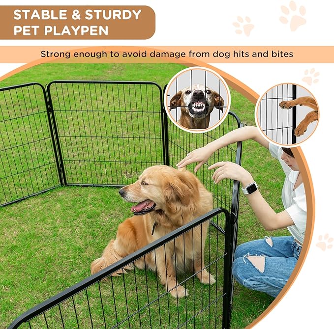 BestPet | Dog Playpen Extender | 40 Inch, 2 Panels | Heavy Duty Metal Pet Exercise Pen | Indoor Outdoor Fence Panels | Rust-Resistant, Removable, Tool-Free Setup | Anti-Skid, Expandable Design-PawvioPets