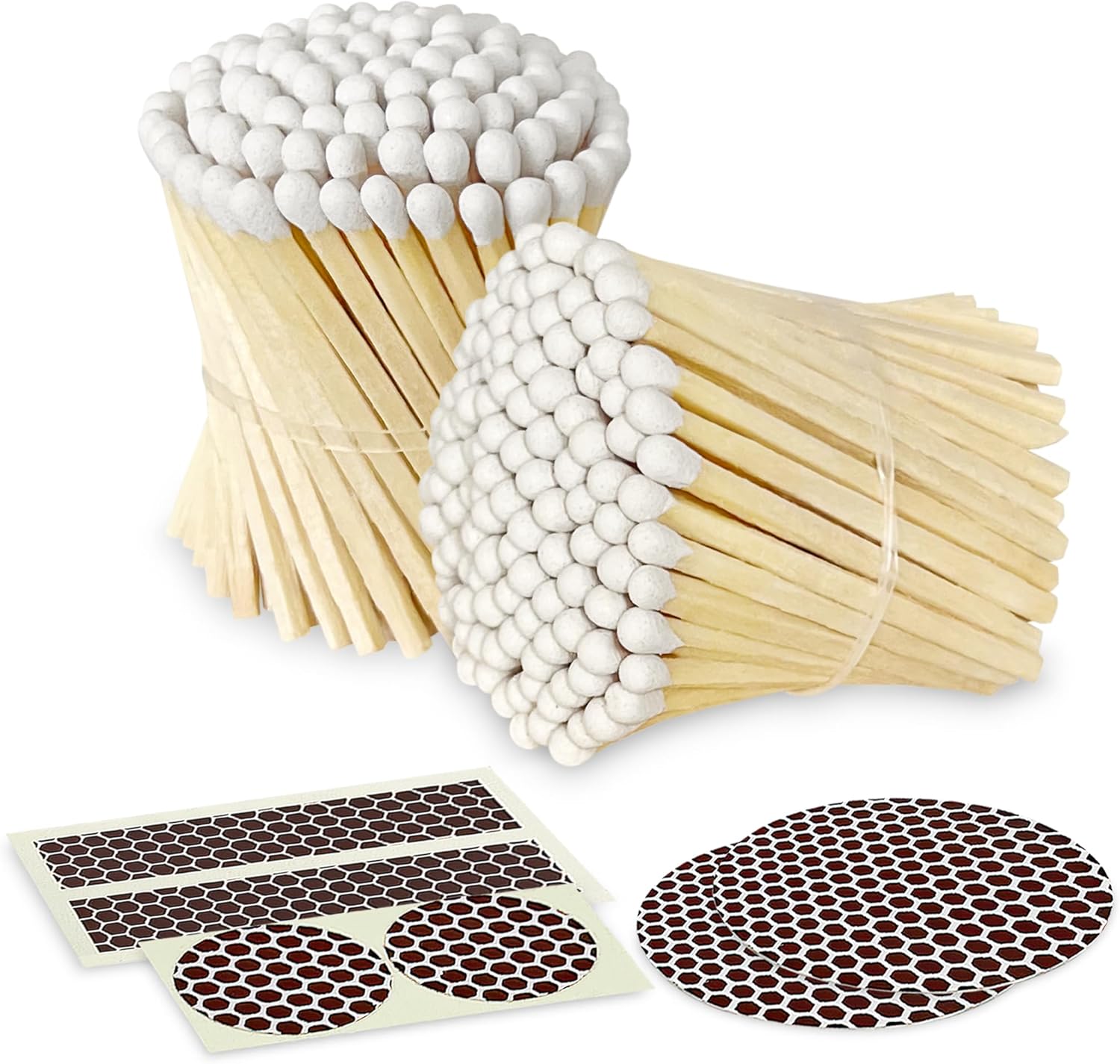 2" Classic White Tip Safety Matches | 200+ Bulk Artisan Matchsticks with Bumble Striker Stickers by Thankful Greetings, Decorative Candle Lighting Accessories, Unique for Home Decor, Gifts, & Events