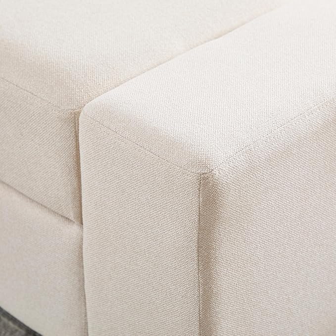 Beige Storage Bench for Entryway, 55" Bedroom Ottoman with Storage Large Linen Fabric Upholstered End of Bench with Lip for Living Room/Bedroom/Lounge/Shop, Beige-PawvioPets