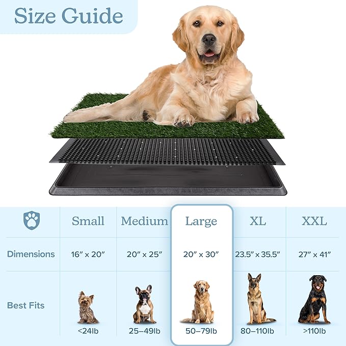 Artificial Grass Puppy Pee Pad for Dogs and Small Pets - 20x30 Reusable 3-Layer Potty Training Pad with Tray - Dog House and Pet Supplies by PETMAKER-PawvioPets