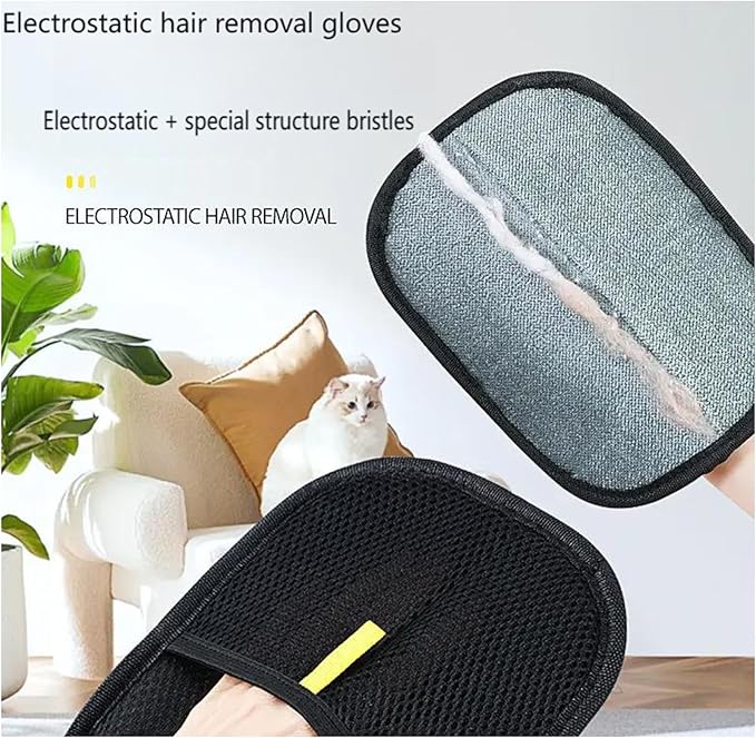 Fursweep Gloves Pet Hair Remover, Kivori Pet Grooming Glove, Pet Hair Remover Electrostatic Gloves, Furmingle Double Sided Cat Grooming Glove, Reusable Cat & Dog Hair Remover, for Couch, Carpet-PawvioPets