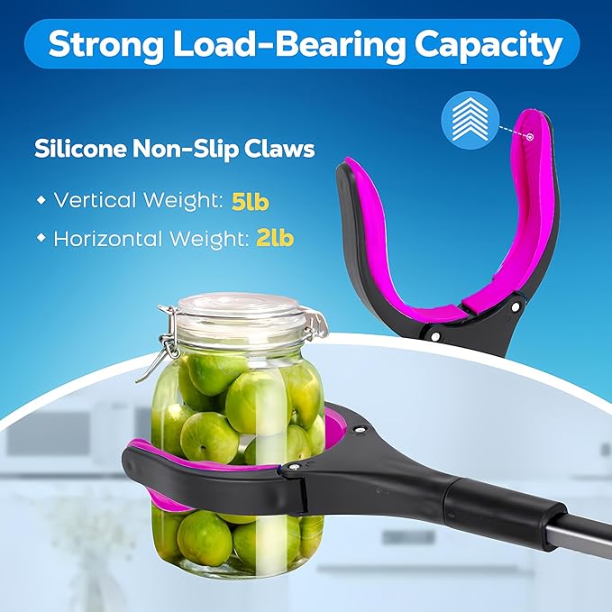 Grabber Reacher Tool - 32” Extra Long Foldable Gripper and Reaching Tool - Heavy Duty Pick Up Stick Grabbers for Seniors, Trash, Surgery Recovery Must Haves Gifts (Black Purple)-PawvioPets