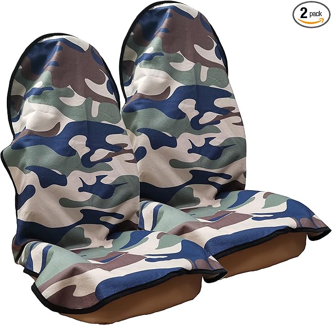 Car Seat Cover Protector Front Seats,for Gym Workout,Running,Swimming,Beach and Hiking,Waterproof Sweat Towel Bucket Seat Covers for Cars SUV Trucks (Camouflage, 2Pcs)-PawvioPets