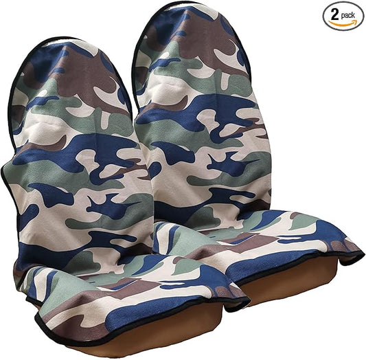 Car Seat Cover Protector Front Seats,for Gym Workout,Running,Swimming,Beach and Hiking,Waterproof Sweat Towel Bucket Seat Covers for Cars SUV Trucks (Camouflage, 2Pcs)-PawvioPets