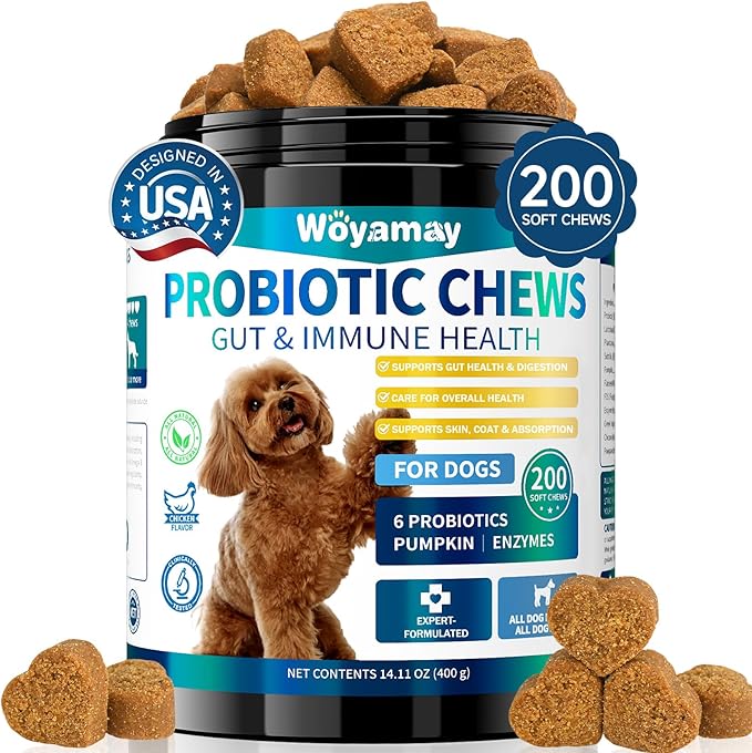 Dog Probiotic for Dogs, 200 Soft Treats Dog Probiotics for Digestive Health & Immune System, Probiotic Chews for Dogs, Support Gut Health|Itchy Skin|Diarrhea|Gas Relief Treatment-PawvioPets