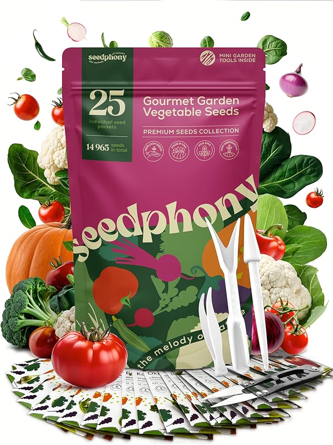 25 Gourmet Garden Vegetable Seeds Variety Pack - 14,965+ Non-GMO Heirloom Vegetables Seeds for Planting Indoor&Outdoor Home Garden Seeds - Gardening Seed Packets for Planting Vegetable Seeds-PawvioPets