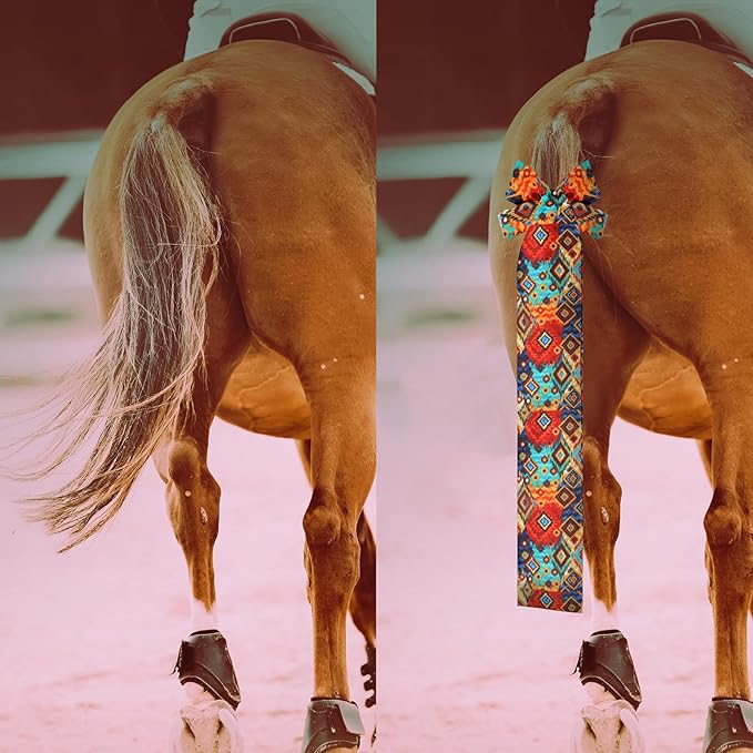 6 Pcs Horse Tail Bag Breathable Guard 22" Slip on Horse Care Tail Wrap 2 Strand Closure Straps Grooming Supplies to Keep from Dirt Breakage Rubbing 6 Designs(Vintage Style)-PawvioPets