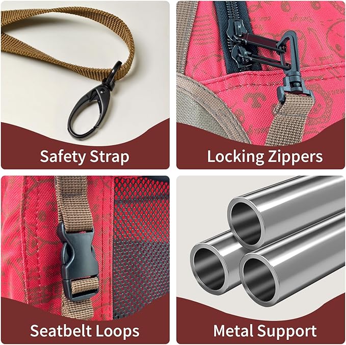 Extra Large Cat Carrier Soft Sided, Portable Small Dog Carrier for 2 Cats, 24"x16.5"x16" Car Travel Folding Comfortable Design, Red-PawvioPets