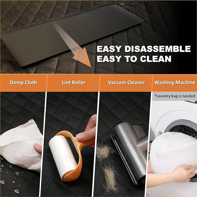 Back Seat Extender for Dogs Cats,Car Seat Cover with Hard Support,Waterproof Dog Hammock for Car Travel,Foldable Camping Bed Mattress for SUV Truck(Black)-PawvioPets