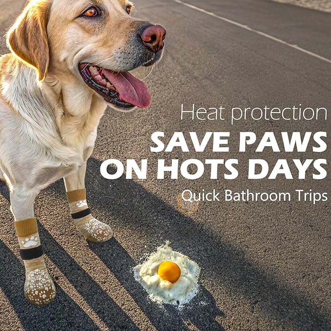 EXPAWLORER Anti Slip Dog Socks to Prevent Licking Paws, Dog Shoes for Hot Pavement, Dog Booties for Small Medium Large Senior Dogs, Traction Control Boots & Paw Protectors for Hardwood Floors-PawvioPets