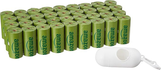 Amazon Basics Dog Poop Bags with Dispenser, 540 Count, Enhanced for Guaranteed Leakproof, Cucumber Scented, Includes Leash Clip-PawvioPets