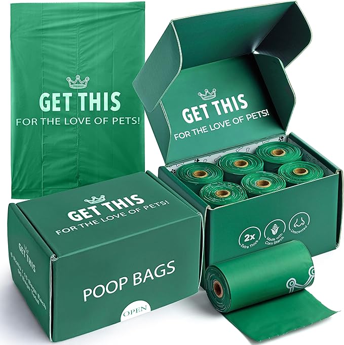 Biodegradable Dog Poop Bag - 180 Dog Waste Bags Total, Leakproof & Odor-Trapping, Durable Doggy Waste Bags - 12 Rolls (15 Pet Poop Bags Per Roll), 13x9" Environment-friendly Potty Bags-PawvioPets