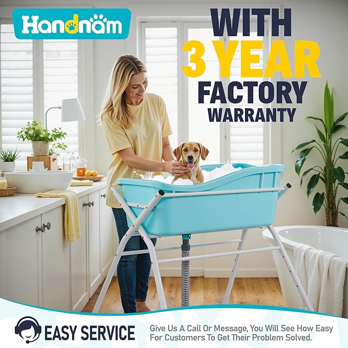 Dog Bath Tub, Portable Dog Washing Bathing Station, Elevated Foldable Dog Bath for Shower and Grooming, 3 Adjustable Height Pet Tub for Small and Medium Size Dogs, Indoor and Outdoor (Patent Design)-PawvioPets